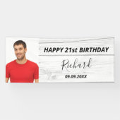 誕生日パーティー白木写真素朴 横断幕 (横)