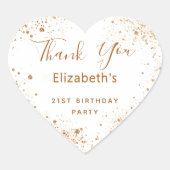 誕生日パーティー白金ゴールドグリッター名ありがとう ハートシール (正面)