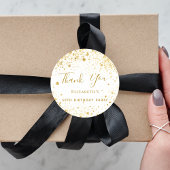 誕生日パーティー白金ゴールドグリッター名ありがとう ラウンドシール