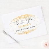 誕生日パーティー白金ゴールド名ありがとう 楕円形シール (封筒)