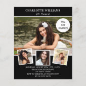 誕生日パーティー白黒の写真の予算の招待 チラシ (正面)