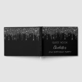 誕生日パーティー白黒グリッターモノグラム ゲストブック (全面)