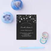 誕生日パーティー白黒スターの予算の招待 チラシ (シングル)