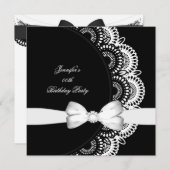 誕生日パーティー白黒ダイヤモンドイメージ 招待状 (正面/裏面)