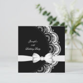 誕生日パーティー白黒ダイヤモンドイメージ 招待状 (スタンド正面)