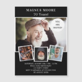 誕生日パーティー白黒写真コラージュの贅沢 マグネット招待状 (正面)