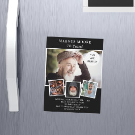 誕生日パーティー白黒写真コラージュの贅沢 マグネット招待状