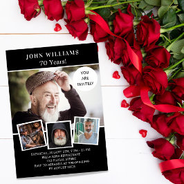 誕生日パーティー白黒写真コラージュの贅沢 招待状