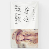 誕生日パーティー白黒写真女性 横断幕 (縦)