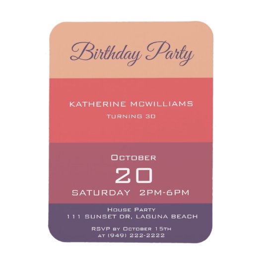 誕生日パーティー秋色ストライプの –  マグネット (縦)