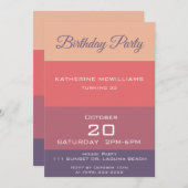 誕生日パーティー秋色ストライプの –  招待状 (正面/裏面)