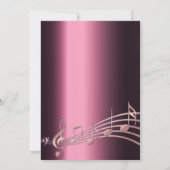 誕生日パーティー紫のバラ金ゴールドミュージックノート 招待状 (裏面)