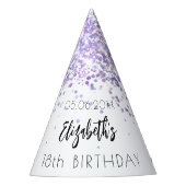 誕生日パーティー紫の白い輝き パーティーハット (正面)