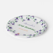 誕生日パーティー紫の花模様ブルーベルホワイト ペーパープレート (アングル)