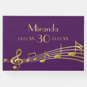 誕生日パーティー紫の金ゴールドミュージックノート名 ゲストブック (正面)