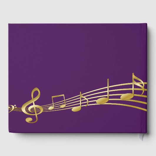 誕生日パーティー紫の金ゴールドミュージックノート名 ゲストブック (裏面)