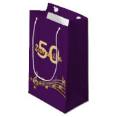 誕生日パーティー紫の金ゴールドミュージックノート名 スモールペーパーバッグ (正面アングル)