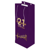 誕生日パーティー紫の金ゴールドミュージックノート名 ワインギフトバッグ (裏面アングル)