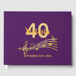 誕生日パーティー紫の金ゴールドミュージックノート ゲストブック