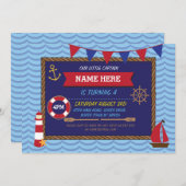 誕生日パーティー航海のセーラーボート海賊招待状 招待状 (正面/裏面)