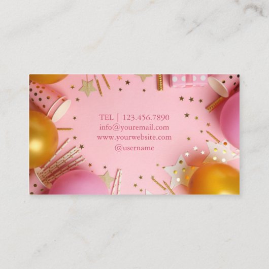 誕生日パーティー計画の名刺 名刺 (裏面)