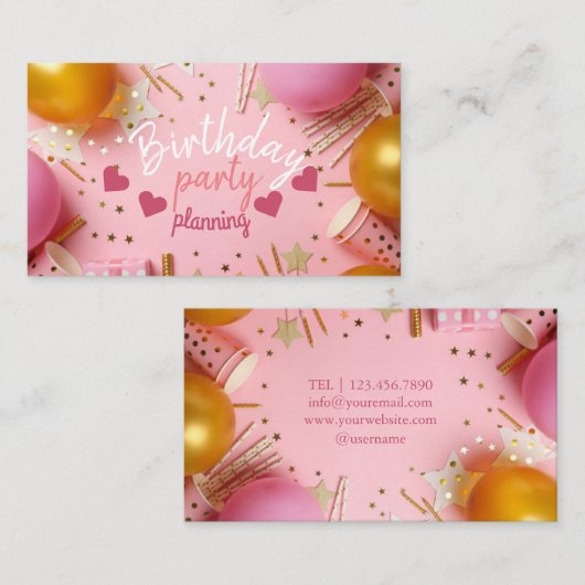 誕生日パーティー計画の名刺 名刺 (正面/裏面)