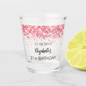 誕生日パーティー赤いキラキラの名前 ショットグラス (正面)