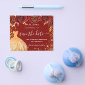 誕生日パーティー赤い金ゴールドドレスの予算の日付を保存 チラシ (シングル)