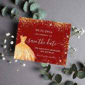 誕生日パーティー赤い金ゴールドドレスの予算の日付を保存 チラシ