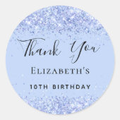 誕生日パーティー赤ちゃんブルーグリッターダストありがとう ラウンドシール (正面)