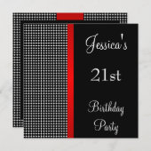 誕生日パーティー赤と白の点のパターン 招待状 (正面/裏面)