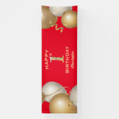 誕生日パーティー赤と金ゴールドバルーン 横断幕 (縦)