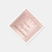 誕生日パーティー赤面バラ金ゴールドグリッター乾燥 スタンダードカクテルナプキン (角)