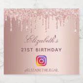誕生日パーティー赤面バラ金ゴールドInstagram写真 スパークリングワインラベル (シングルラベル)