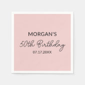 誕生日パーティー赤面ピンクかわいい名前 スタンダードカクテルナプキン (正面)