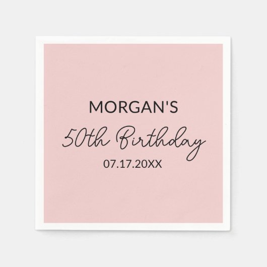 誕生日パーティー赤面ピンクかわいい名前 スタンダードカクテルナプキン (正面)