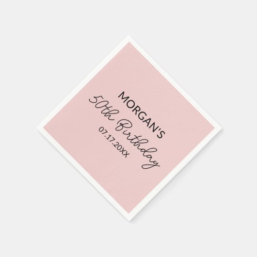 誕生日パーティー赤面ピンクかわいい名前 スタンダードカクテルナプキン (角)