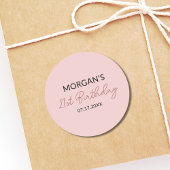 誕生日パーティー赤面ピンクかわいい名前 ラウンドシール