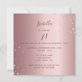 誕生日パーティー赤面ピンクのスパークル写真 招待状 (裏面)