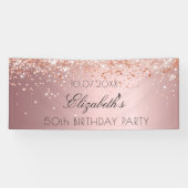 誕生日パーティー赤面ピンクローズ金ゴールドグリッターダスト 横断幕 (横)