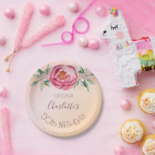 誕生日パーティー赤面ピンクローズ金ゴールドフローラ ペーパープレート (パーティー)