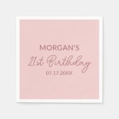 誕生日パーティー赤面ピンク名 スタンダードカクテルナプキン (正面)