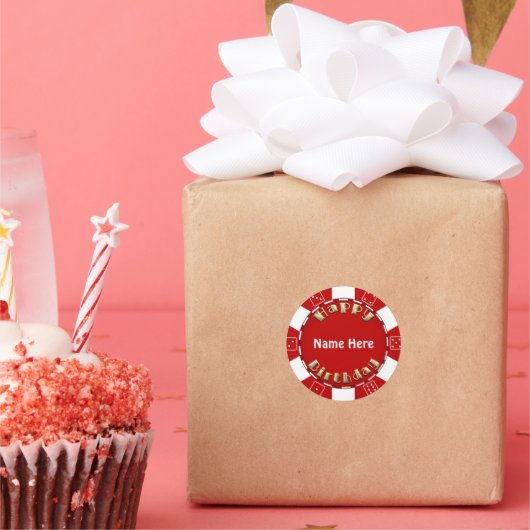 誕生日パーティー追加ageトランプのポーカーチップステッカー ラウンドシール (パーティー)