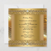 誕生日パーティー金ゴールドオン金ゴールドダイヤモンド 招待状 (裏面)