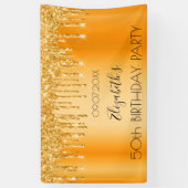 誕生日パーティー金ゴールドグリッタースパークルネーム歓迎 横断幕 (縦)