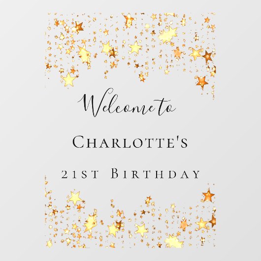 誕生日パーティー金ゴールドスター歓迎 ウィンドウサイン (シート)