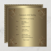 誕生日パーティー金ゴールドフローラ40日 招待状 (正面/裏面)