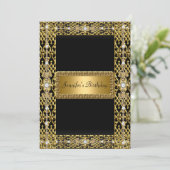 誕生日パーティー金ゴールドブラック任意の年齢 招待状 (スタンド正面)