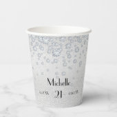 誕生日パーティー銀のダイヤモンド名グラマラス 紙コップ (裏面)