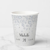 誕生日パーティー銀のダイヤモンド名グラマラス 紙コップ (正面)